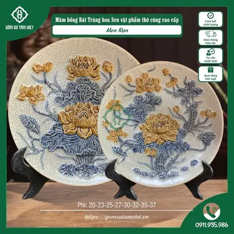 Mâm Bồng Gốm Sứ Bát Tràng Men Rạn Cao Cấp - Đĩa Thờ Ngũ Quả ...