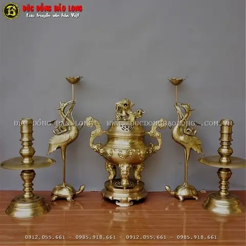 50 Bộ Ngũ Sự Bằng Đồng | Đồ Thờ Cúng Cao Cấp