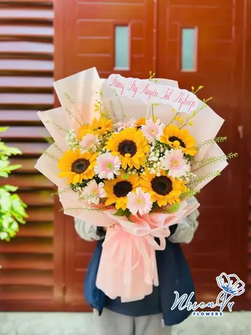 Bó Hoa Hướng Dương Mix Đồng Tiền Đẹp Bht073