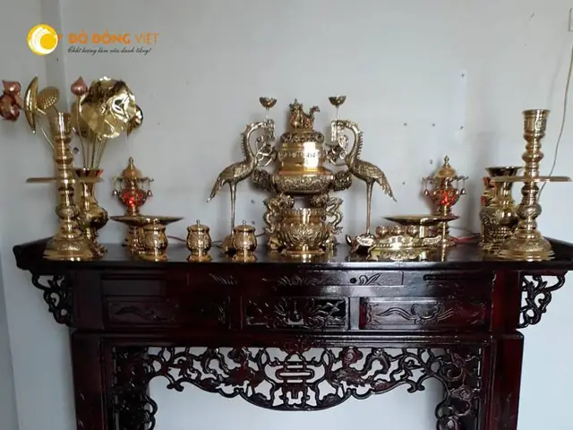 Bộ Lư Đồng Vĩnh Tiến 48cm Đẹp Tinh Xảo Từng Chi Tiết