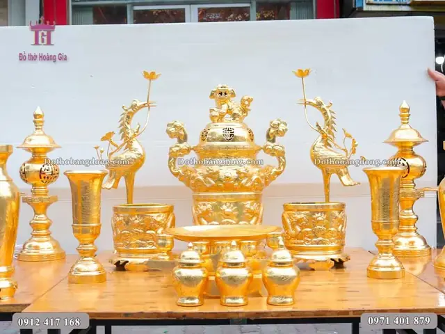 Top Các Bộ Đồ Thờ Cúng Bằng Đồng Mạ Vàng Đẹp, Sang Trọng Nhất