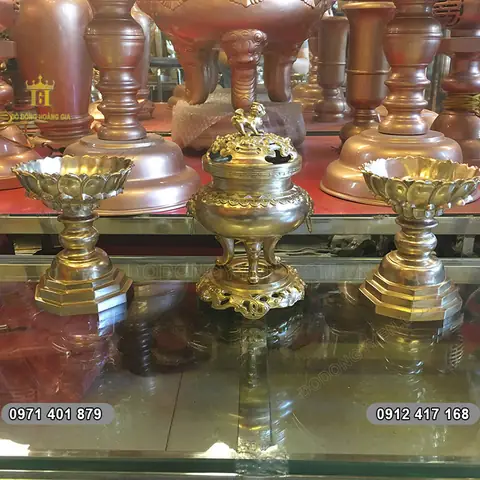 Đồ Thờ Mini Cỡ Nhỏ Bằng Đồng Cho Bàn Thờ Treo Chung Cư 20cm
