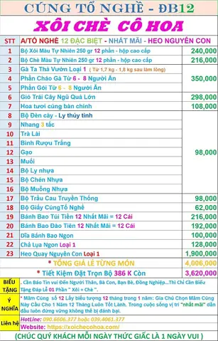 2/ Bảng Giá Gói Cúng Tổ Nghề Đặc Biệt Có Heo Quay