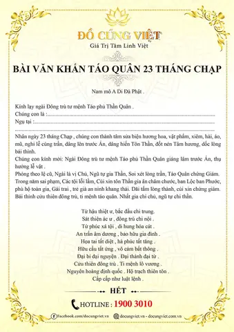 Bài Văn Khấn Cúng Ông Công Ông Táo Đưa Về Trời