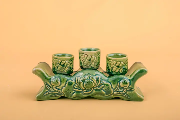 Kỷ 3 Chén Đồ Thờ Cúng Bát Tràng Men Ngọc Lục Bảo