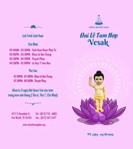 Chương Trình Đại Lễ Vesak 2019 – Chùa Hương Đạo