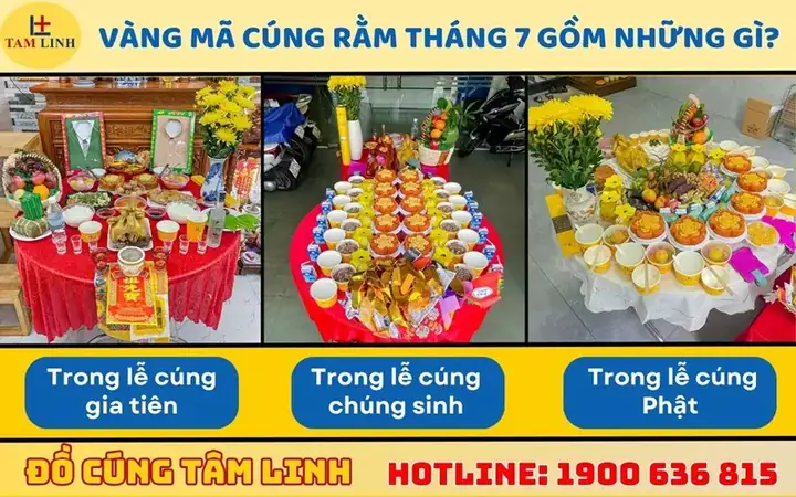 Mâm Cúng Rằm Tháng 7 Đầy Đủ Vàng Mã.