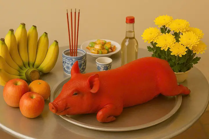 Heo Sữa Quay Cúng Cô Hồn Tháng Bảy Âm Lịch - Heo Quay Hồng Ký