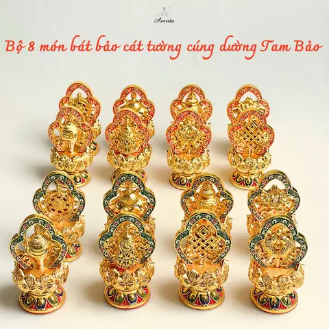 [amrita] Bộ 8 Món Bát Bảo Cát Tường Cúng Dường Tam Bảo Đồ Thờ ...
