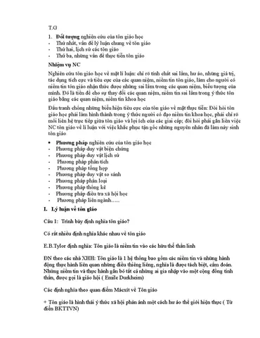 T.g 1. Nghiên Cứu Về Đối Tượng Và Lý Luận Tôn Giáo Học - Studocu