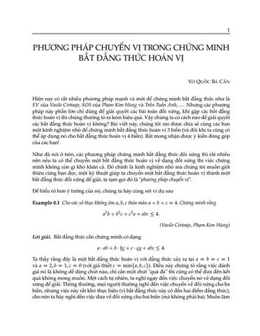 Phương Pháp Chuyển Vị Trong Chứng Minh Bất Đẳng ...