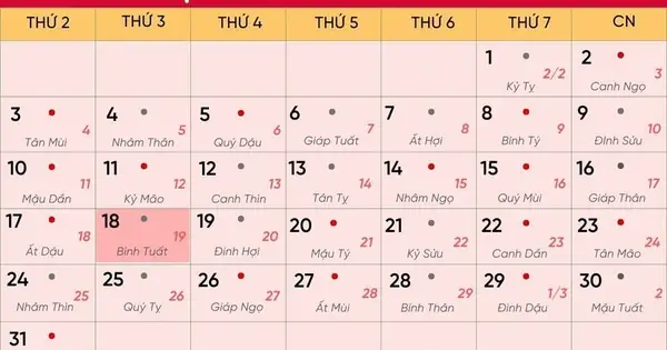 Lịch Âm 18/3 - Âm Lịch Hôm Nay 18/3 - Lịch Vạn Niên Ngày 18/3/2025