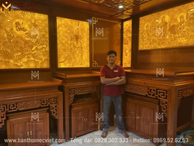 Hoàn Thiện Phòng Thờ Cao Cấp Gỗ Hương Tại Quận 3, Tp Hcm - Ban ...