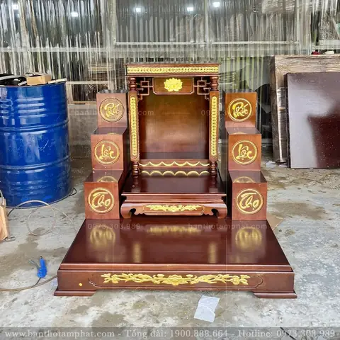 Bàn Thờ Thần Tài Tam Cấp Phúc Lộc Thọ Và Bục Đế Mẫu Btt-3367