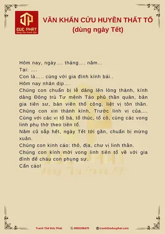 Văn Khấn Cúng Cơm Cửu Huyền Thất Tổ Ngày Tết