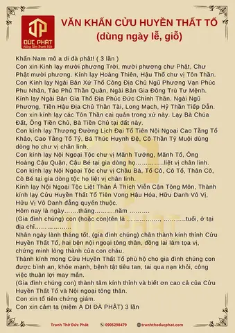 Bài Khấn Cửu Huyền Thất Tổ Ngày Lễ, Giỗ