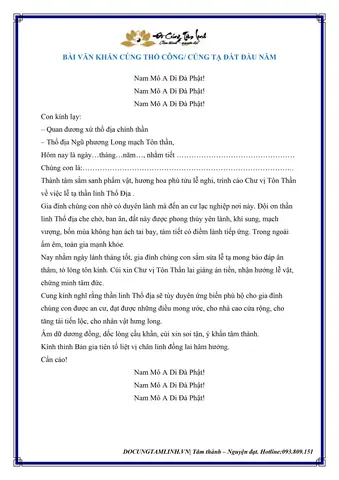 Văn Khấn Cúng Thổ Công Đầu Năm Chuẩn Ngữ Pháp Và Ý Nghĩa Tâm Linh