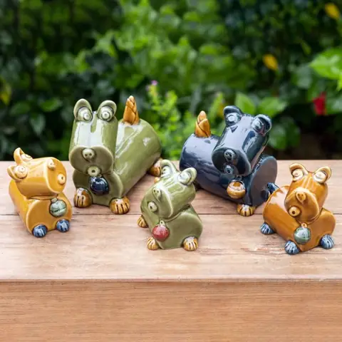 Bộ Tượng Gia Đình Chó Bằng Gốm Thủ Công - Hceramic - Chus