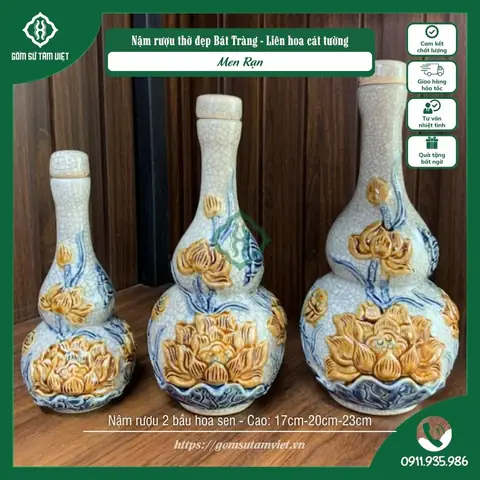 Nậm Rượu Sứ Bát Tràng Men Rạn - Phụ Kiện Thờ Cúng