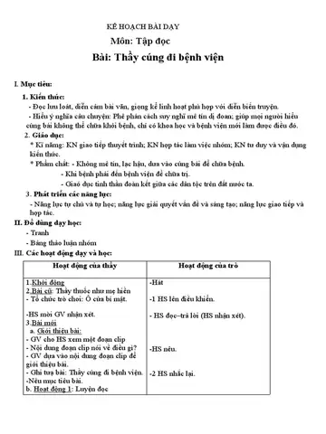 Giáo Án. Thay Cúng Di Bênh Viên | Pdf