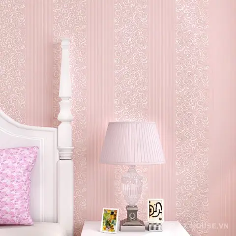 Giấy Dán Tường Phòng Ngủ Màu Hồng Ấm Áp Rmt523 | Flexhouse Vn