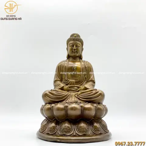 Tượng Phật A Di Đà Đẹp Nhất Bằng Đồng Giả Cổ Cao 30cm