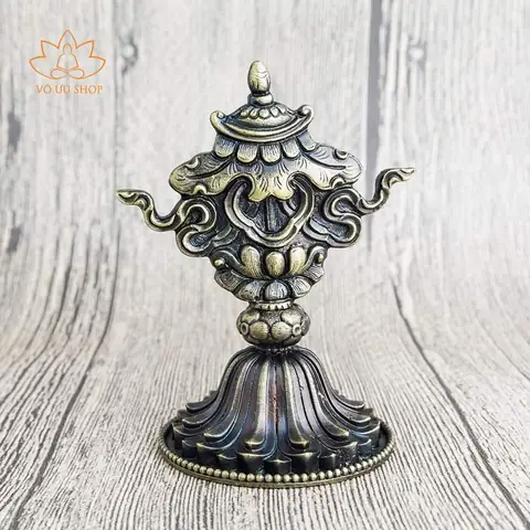 Bộ Vật Phẩm Cúng Dường Bát Bảo Cát Tường Đồng Đỏ Tây Tạng