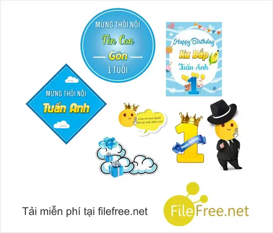 Tải File Trang Trí Sinh Nhật, Hình Chibi - File Corel 12 - Filefree.net