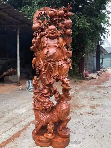 Phật Di Lặc Gỗ Hương Nam Phi Đục Bằng Máy Cnc