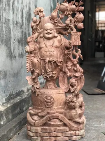 Phật Di Lặc Gỗ Hương Nam Phi Đục Bằng Máy Cnc