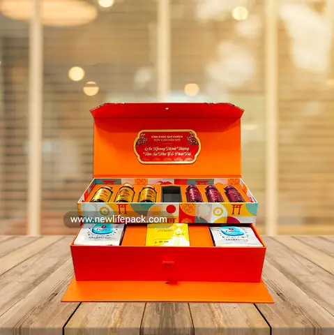 Hộp Quà Tết Nắp Bìa Ngăn Kéo | Hoa Văn Nhật Bản | Fujiwa