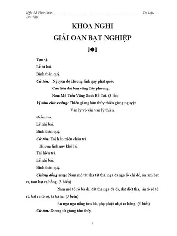 Khoa Nghi Giải Oan Bạt Nghiệp | Pdf