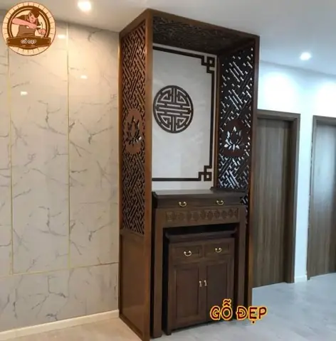 Bàn Thờ Chung Cư Bt 34 - Gỗ Sồi Tinh Tế Và Ấm Cúng
