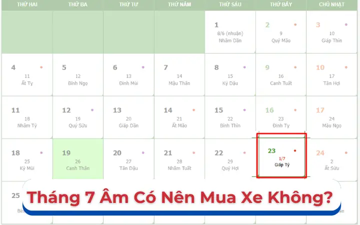 Tháng 7 Âm Có Nên Mua Xe Không? Giải Mã Kiêng Kỵ & Lợi Ích