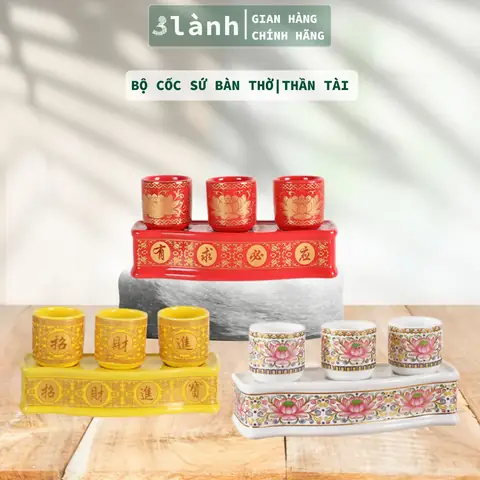 Bộ 3 Ly Cốc Thờ Cúng Bàn Thờ Thần Tài Thổ Địa Gốm Sứ Cao Cấp ...