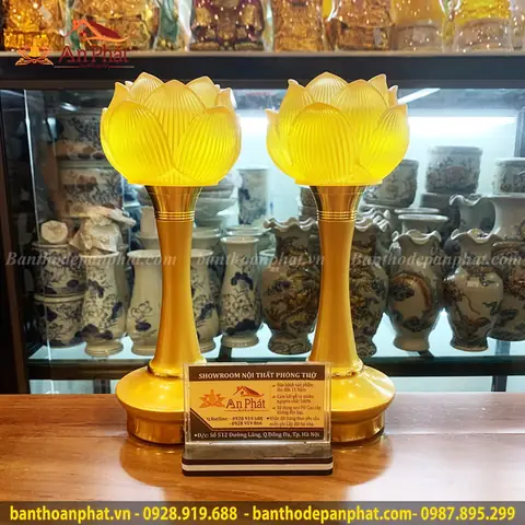Đèn Thờ Cúng Mẫu Hoa Sen Một Bông Lưu Ly Cao Cấp Dt816 - Bàn ...