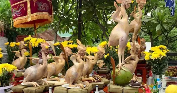 Đẹp Mắt Mâm Cỗ 'gà Bay' Cúng Rằm Tháng 7 Ở Hà Tĩnh