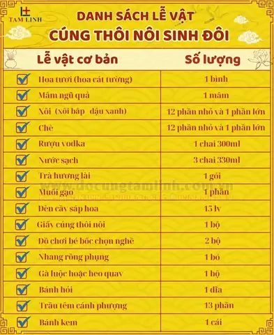 Cẩm Nang Chuẩn Bị Mâm Cúng Thôi Nôi Sinh Đôi Trọn Vẹn Ý Nghĩa
