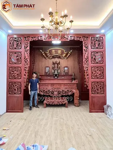 Bàn Cúng Cơm Phòng Thờ Gỗ Gõ Đỏ