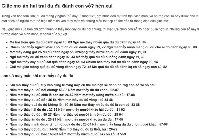 Mơ Thấy Ăn Đu Đủ Chín Đánh Đề Con Gì? Giải Mã Ý Nghĩa Và Con Số May Mắn