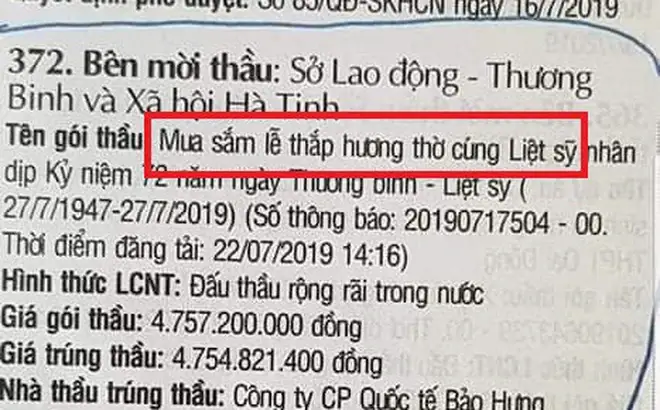 Việc Đấu Thầu Mua Sắm Lễ Thắp Hương Thờ Cúng Liệt Sỹ Dịp 27/7 Là ...