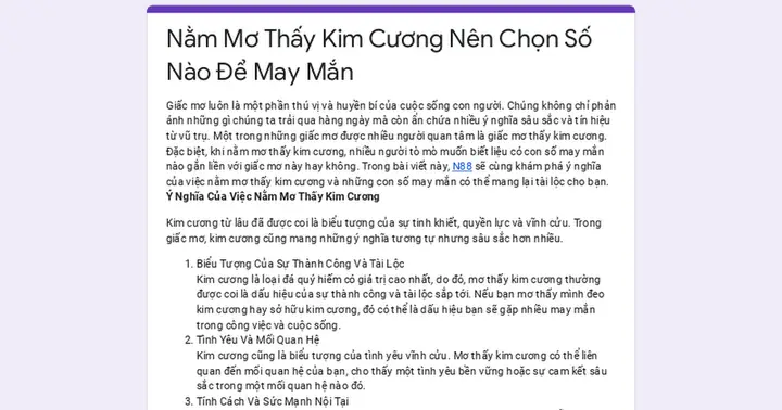 Nằm Mơ Thấy Hột Xoàn Đánh Số May