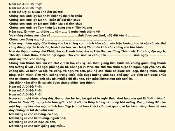 Hướng Dẫn Cúng Đầy Tháng Bé Gái Đầy Đủ Nghi Thức & Văn ...