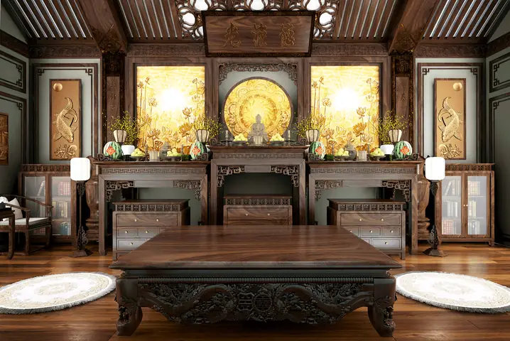 Mẫu Thiết Kế Không Gian Thờ Cúng Phòng Khách Chuẩn Phong Thủy Cho Nhà Hiện Đại