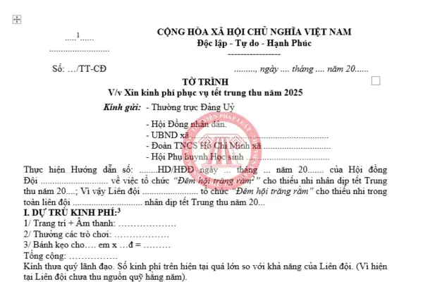 Hướng Dẫn Lập Tờ Trình Xin Kinh Phí Cúng Rằm Chi Tiết Nhất