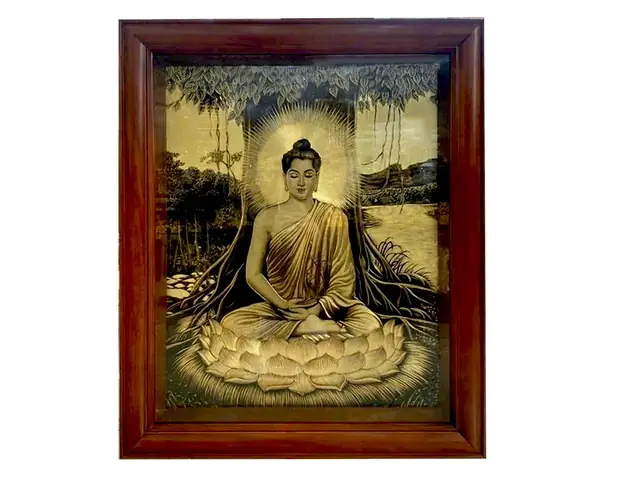 Tranh Phật Thích Ca Mâu Ni Bằng Đồng Hun Giả Cổ Ý Nghĩa Bình An - Tr0643