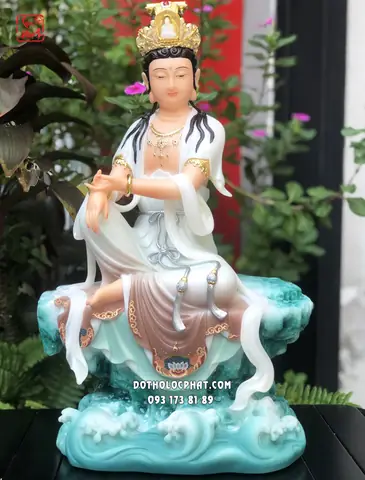81. Tượng Quan Âm Tự Tại Áo Gấm Ngồi Non Nước Qabt-081