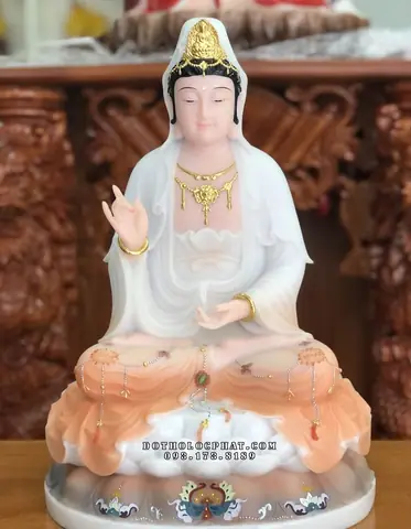 50. Tượng Quan Âm Bồ Tát Áo Trắng Cam Qabt-058