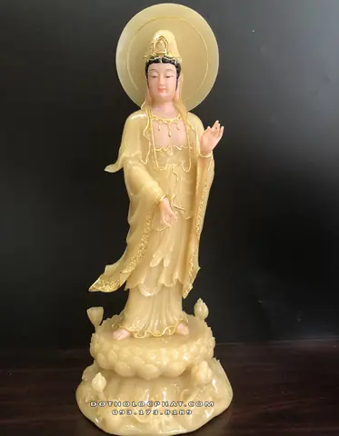 52. Tượng Phật Quan Âm Đứng Có Hào Quang Thạch Anh Qabt-049