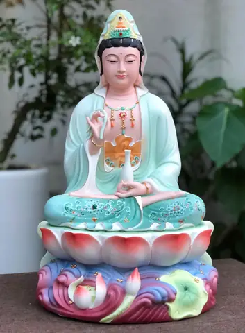 29. Tượng Quan Âm Bồ Tát Sứ Trắng Đế Sen Nổi Qabt-098